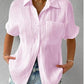 Collar Casual Buttoned Loose Blouse