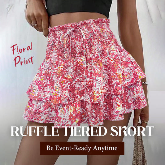 💕Lightweight Slimming Floral Ruffle Tiered Skirt✨