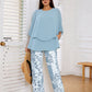 🔥Women’s Printed Pants and Crew Neck Top Set