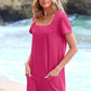 🔥Hot Sale👗Women's Casual Square Neck Pocket Short Sleeve Dress with Pockets💕