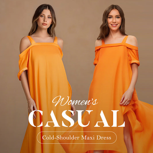 💃Summer New🔥Women's Cold Shoulder Casual Maxi Dress