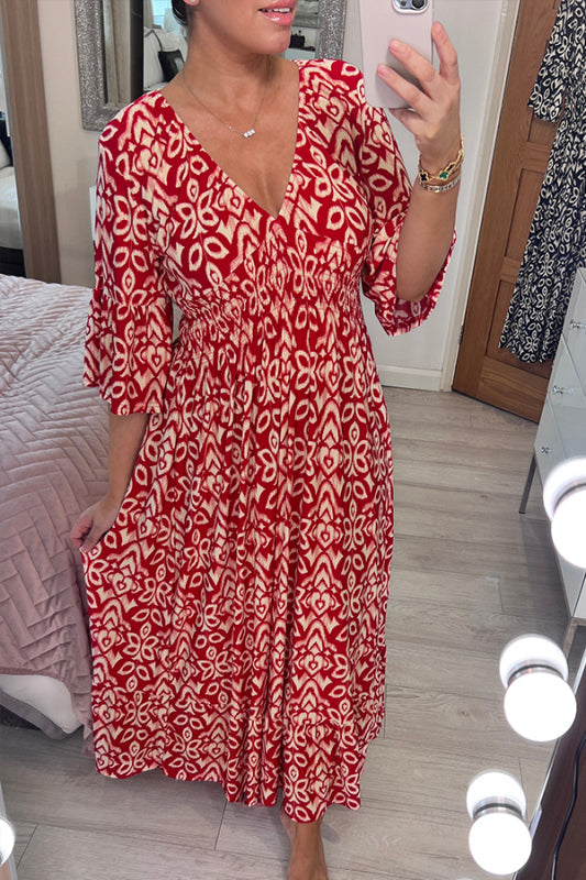 🔥Hot Sale - 44% OFF🔥Bohemian Casual Print V-neck Long Dress