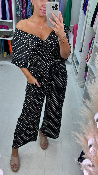 🌷Kesän edistäminen 49% POIS💙 - Polka Dot painettu Elastinen vyötärö Jumpsuit