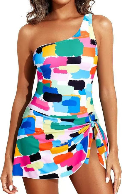 ⛱️ One Shoulder Skirted One Piece Swimsuit
