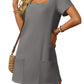 🔥Hot Sale👗Women's Casual Square Neck Pocket Short Sleeve Dress with Pockets💕