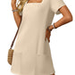 🔥Hot Sale👗Women's Casual Square Neck Pocket Short Sleeve Dress with Pockets💕