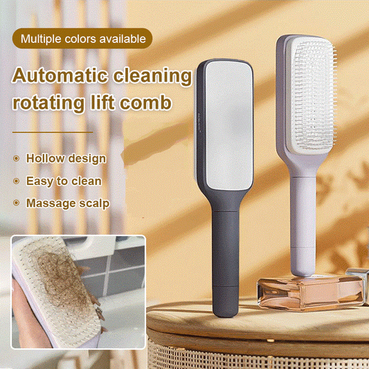 Automatic Self-Cleaning Rotating & Liftable Hair Comb for Smooth Detangling and Styling