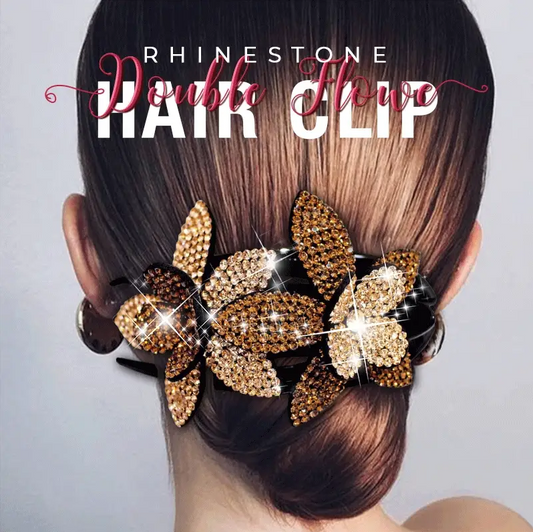 💐Rhinestone Double Flower Hair Clip