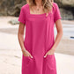 🔥Hot Sale👗Women's Casual Square Neck Pocket Short Sleeve Dress with Pockets💕