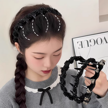✨Headband in the style of the Princess of Paris✨Pretty Black Beaded Everyday Headband