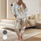🌷💝Devil's Eye Gold Foil Top ja Sequin Pants setti