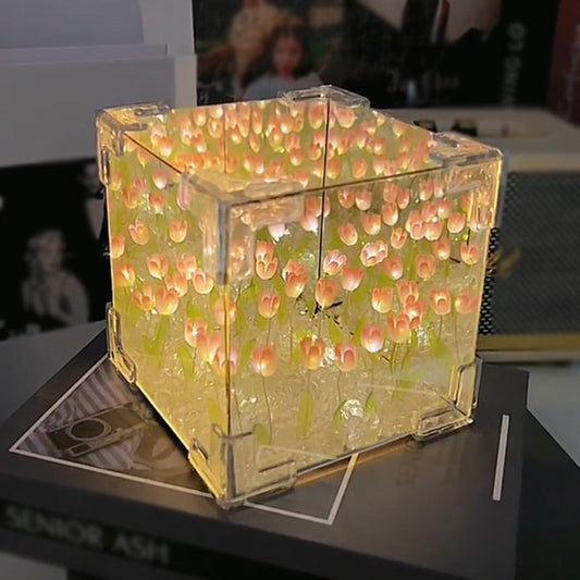 🎅Joulun erikoisohjelmat🎁Magic Cube DIY Tulip Mirror Light (lohkon muoto)