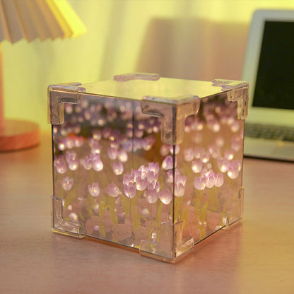 🎅Joulun erikoisohjelmat🎁Magic Cube DIY Tulip Mirror Light (lohkon muoto)