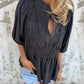 💖 New Year Hot Sale💖Women’s Casual Pleated Round-neck Button Shirt