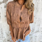 💖 New Year Hot Sale💖Women’s Casual Pleated Round-neck Button Shirt