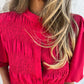 💖 New Year Hot Sale💖Women’s Casual Pleated Round-neck Button Shirt