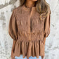 💖 New Year Hot Sale💖Women’s Casual Pleated Round-neck Button Shirt
