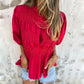 💖 New Year Hot Sale💖Women’s Casual Pleated Round-neck Button Shirt