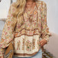 Women's Fashion Printed v-Neck Long Sleeve Shirt