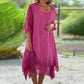 🌼Last Day Sale 49% OFF🌼Women's Elegant Solid Color Round Neck Loose Fit Dress