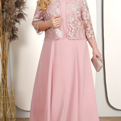 👑Hot Sale🎁Haute Couture luxury|Lace embroidered jacket × satin solid evening dress set