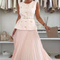 Women's Elegant Button-Down Sleeveless Tops ＆ Pleated Skirt Set