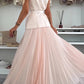 Women's Elegant Button-Down Sleeveless Tops ＆ Pleated Skirt Set
