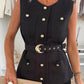 Women's Elegant Button-Down Sleeveless Tops ＆ Pleated Skirt Set