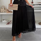 Women's Elegant Button-Down Sleeveless Tops ＆ Pleated Skirt Set