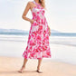 Cross Halter Sleeveless Floral Printed Dress