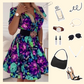 🏖️Summer Hot Sale 60% OFF🌼Floral Print V-Neck Mini Dress for Women