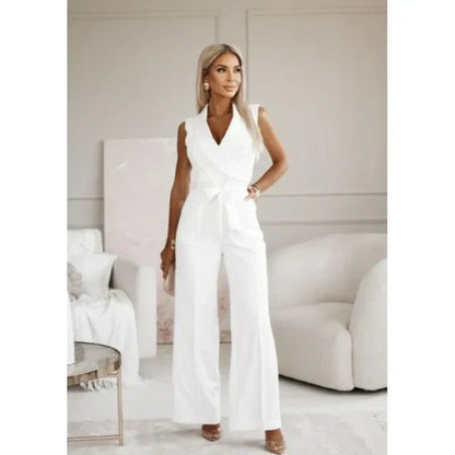 ✨Women's Sleeveless V-Neck Solid Jumpsuit