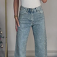 🔥Jeans met rechte pijpen en strass-steentjes