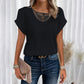 ✨50% OFF✨Women's Solid Crochet Crew Neck Short-Sleeve Tops