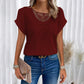✨50% OFF✨Women's Solid Crochet Crew Neck Short-Sleeve Tops