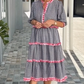 🤩Sweet and Fresh Plaid Color-Block Cake Ruffle Dress