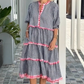 🤩Sweet and Fresh Plaid Color-Block Cake Ruffle Dress