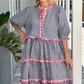 🤩Sweet and Fresh Plaid Color-Block Cake Ruffle Dress