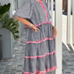 🤩Sweet and Fresh Plaid Color-Block Cake Ruffle Dress