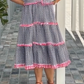 🤩Sweet and Fresh Plaid Color-Block Cake Ruffle Dress