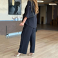 ✨Women's Solid V-Neck Tops ＆ Wide-Leg Pants 2-Piece Set