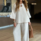 ✨Women's Solid V-Neck Tops ＆ Wide-Leg Pants 2-Piece Set