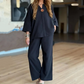 ✨Women's Solid V-Neck Tops ＆ Wide-Leg Pants 2-Piece Set