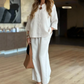 ✨Women's Solid V-Neck Tops ＆ Wide-Leg Pants 2-Piece Set