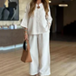 ✨Women's Solid V-Neck Tops ＆ Wide-Leg Pants 2-Piece Set