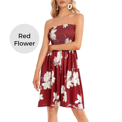 ⭐Boho Printed Strapless Mini Dress