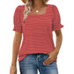🔥Women's Striped Print Square Neck T-Shirt