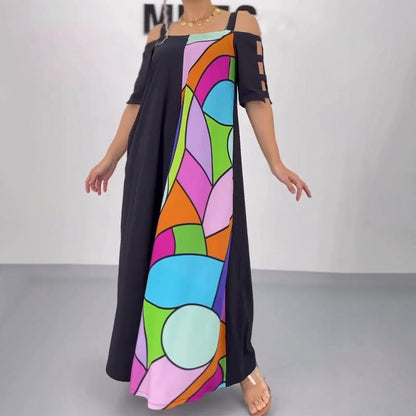 ⭐Women’s Casual Abstract Print Maxi Dress