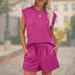 🌞Summer Sale 50% OFF🔥Women's Cap Sleeve Crewneck Top & Drawstring Shorts 2-Piece Set