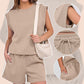 🌞Summer Sale 50% OFF🔥Women's Cap Sleeve Crewneck Top & Drawstring Shorts 2-Piece Set